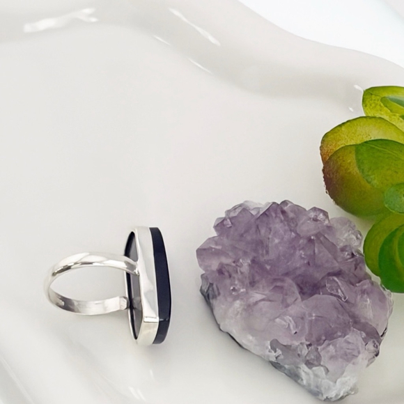 Sterling Silver 925 Purple Labradorite Ring Size 9 1/4 9.25 Colorful Boho - Picture 5 of 9